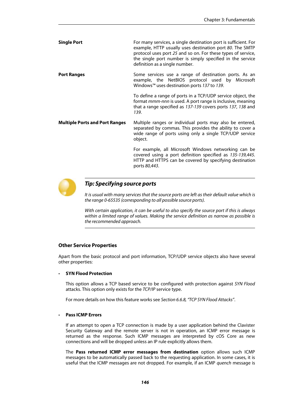 Tip: specifying source ports | Amer Networks E5Web GUI User Manual | Page 146 / 777