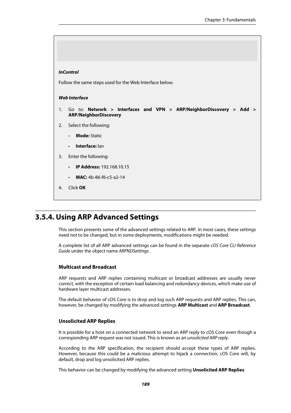 Using arp advanced settings | Amer Networks E5Web GUI User Manual | Page 189 / 777