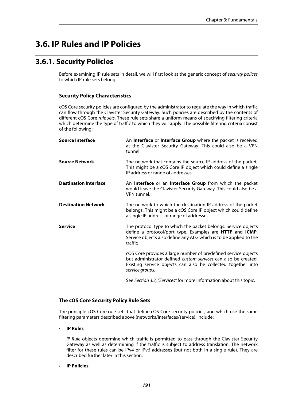 Ip rules and ip policies, Security policies, Section 3.6, “ip rules and ip policies | Amer Networks E5Web GUI User Manual | Page 191 / 777