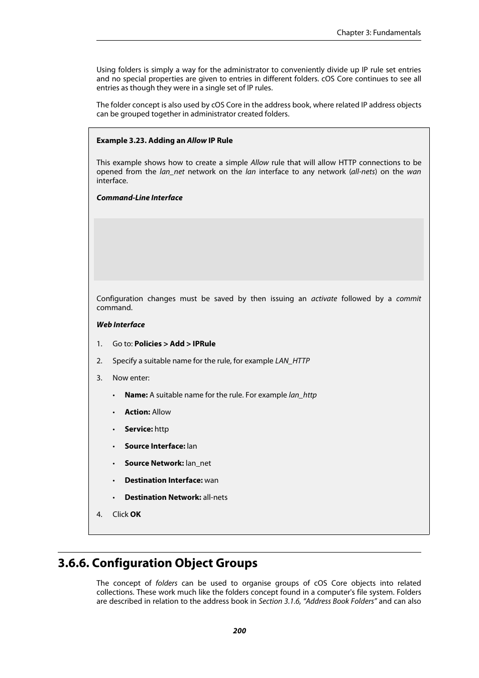 Configuration object groups, Adding an allow ip rule | Amer Networks E5Web GUI User Manual | Page 200 / 777