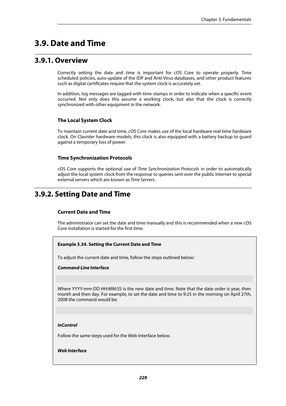 Date and time, Overview, Setting date and time | Setting the current date and time | Amer Networks E5Web GUI User Manual | Page 229 / 777