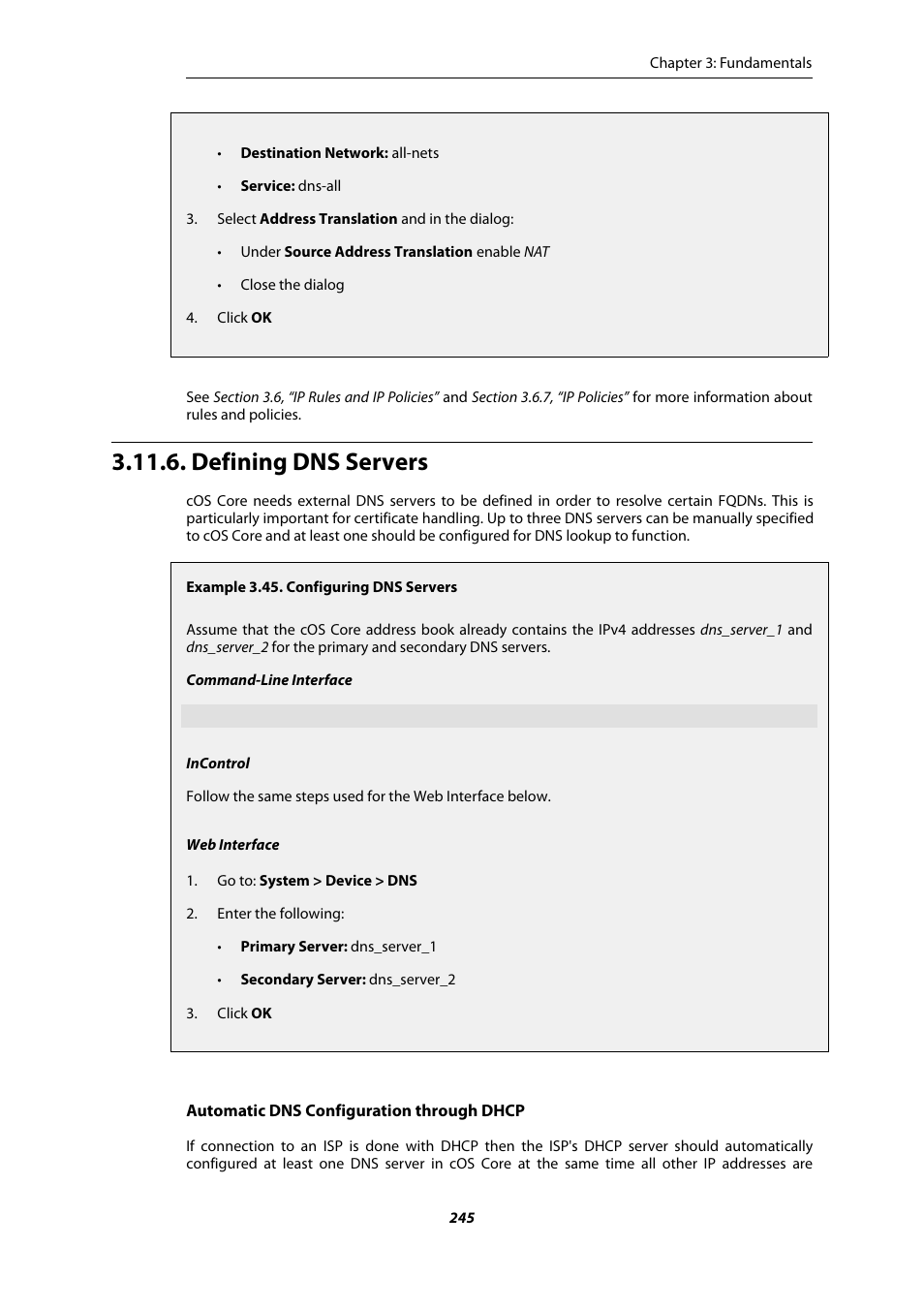 Defining dns servers, Configuring dns servers | Amer Networks E5Web GUI User Manual | Page 245 / 777