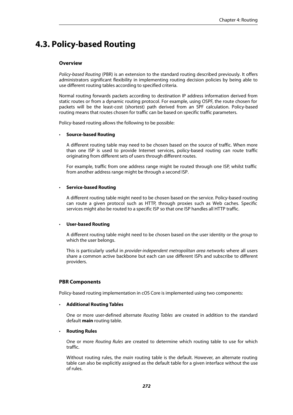 Policy-based routing, Section 4.3, “policy-based routing | Amer Networks E5Web GUI User Manual | Page 272 / 777