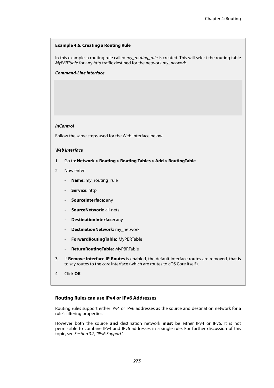 Creating a routing rule | Amer Networks E5Web GUI User Manual | Page 275 / 777