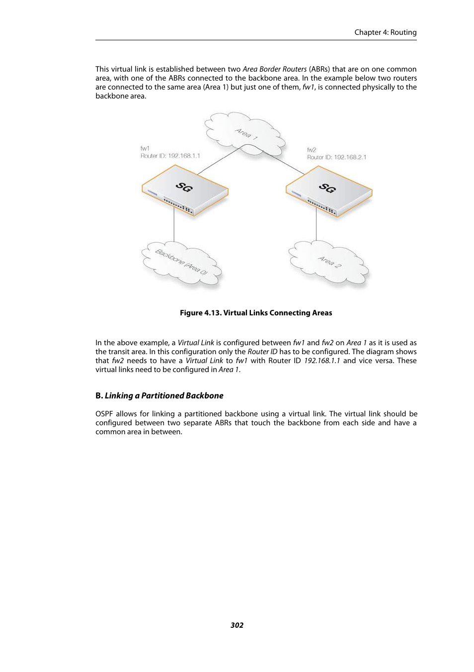 Virtual links connecting areas | Amer Networks E5Web GUI User Manual | Page 302 / 777