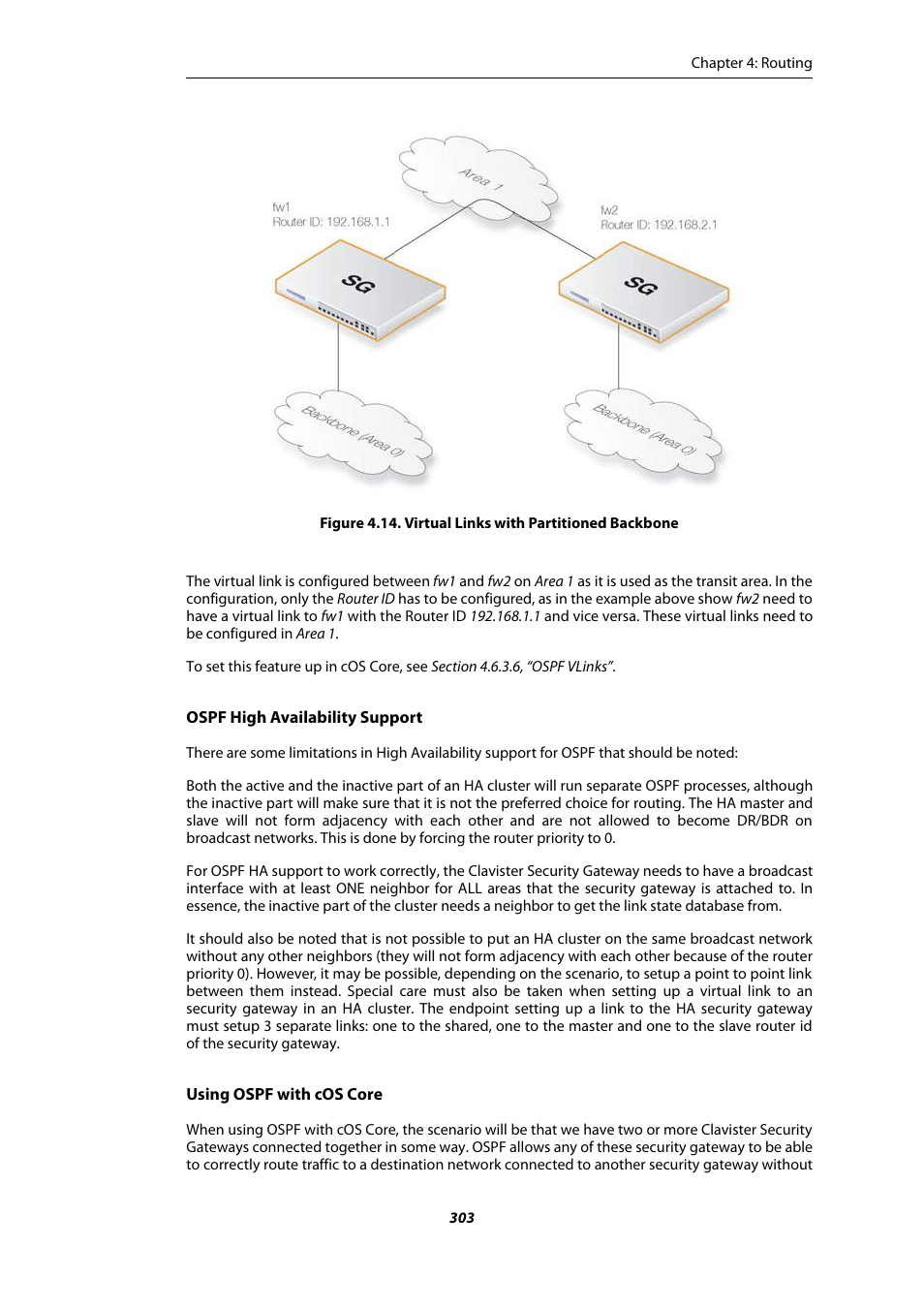 Virtual links with partitioned backbone | Amer Networks E5Web GUI User Manual | Page 303 / 777