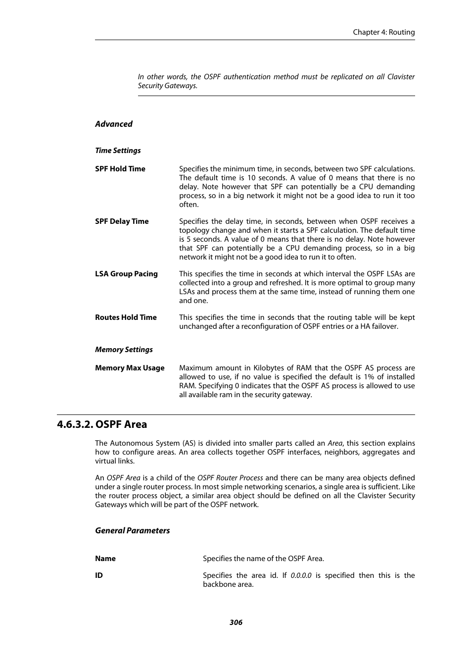 Ospf area | Amer Networks E5Web GUI User Manual | Page 306 / 777