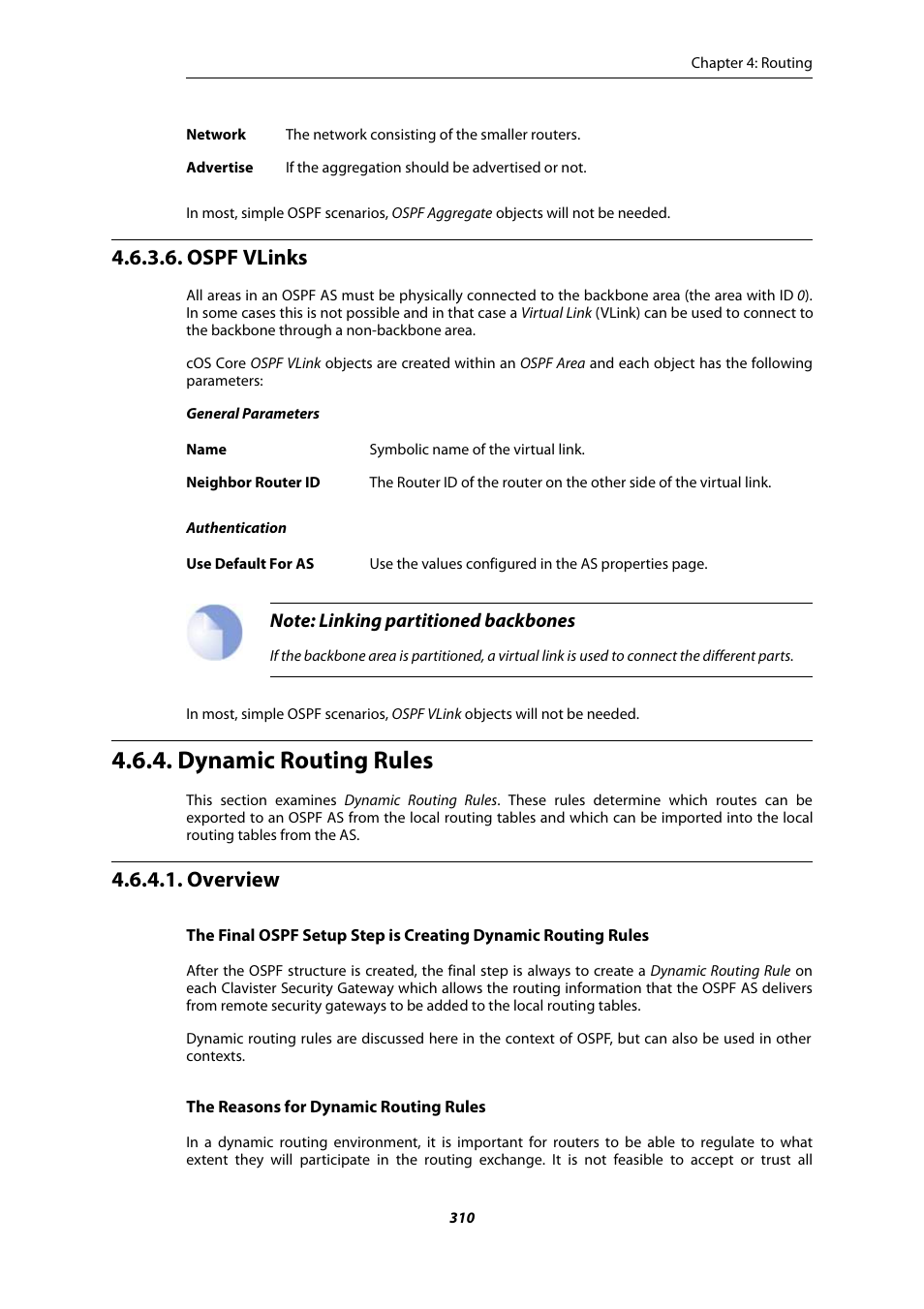 Ospf vlinks, Dynamic routing rules, Overview | Amer Networks E5Web GUI User Manual | Page 310 / 777