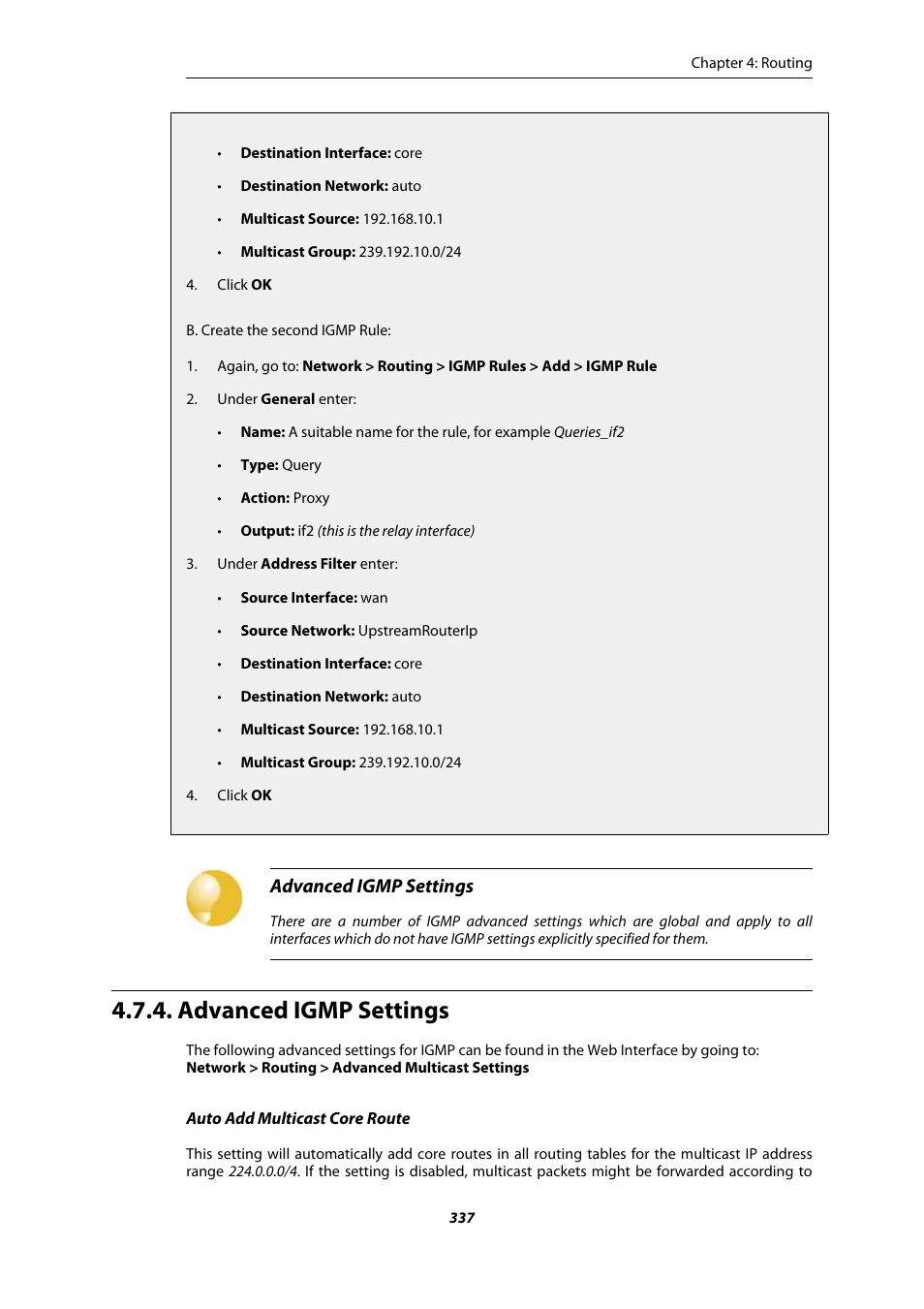 Advanced igmp settings | Amer Networks E5Web GUI User Manual | Page 337 / 777