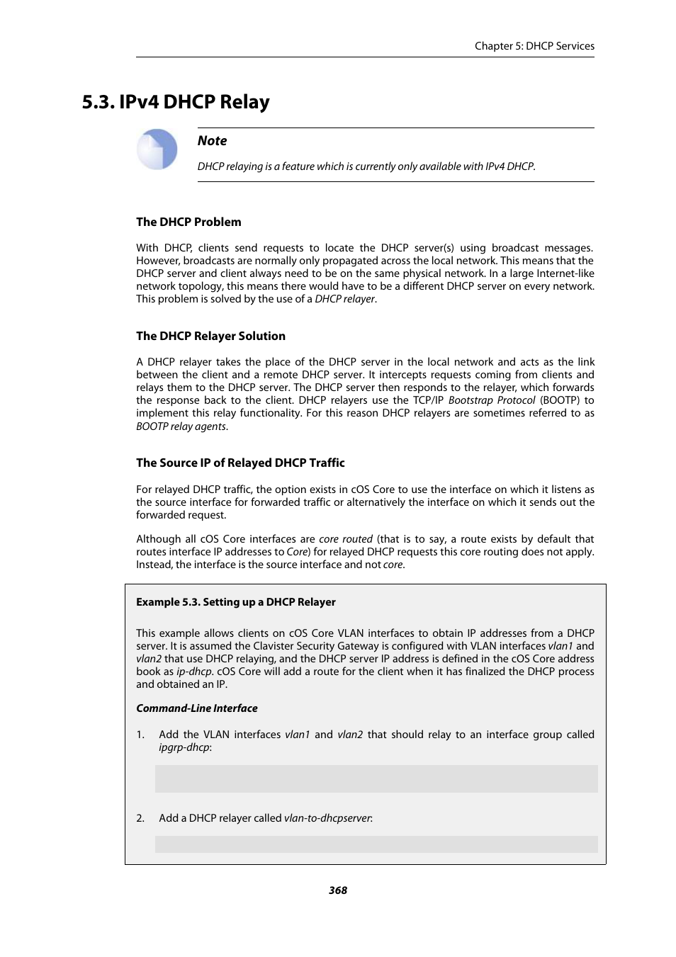 Ipv4 dhcp relay, Setting up a dhcp relayer | Amer Networks E5Web GUI User Manual | Page 368 / 777