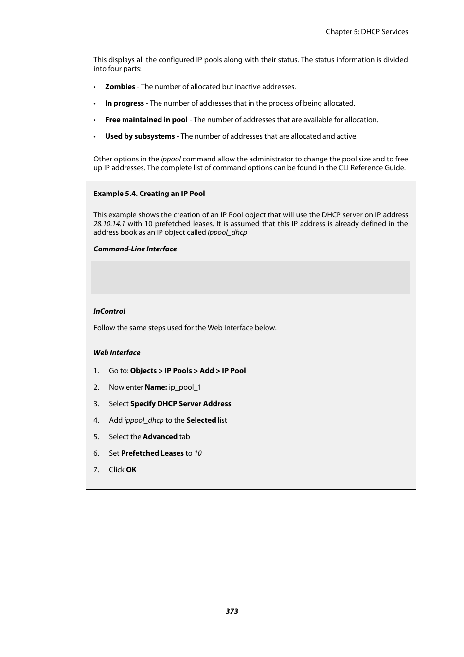 Creating an ip pool | Amer Networks E5Web GUI User Manual | Page 373 / 777