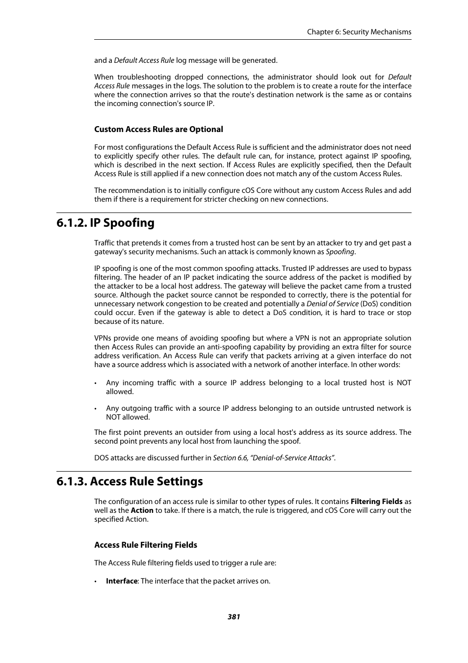 Ip spoofing, Access rule settings | Amer Networks E5Web GUI User Manual | Page 381 / 777