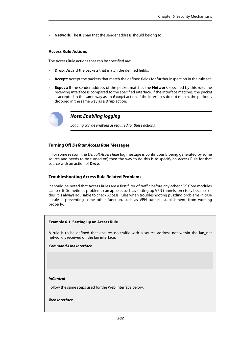 Setting up an access rule | Amer Networks E5Web GUI User Manual | Page 382 / 777
