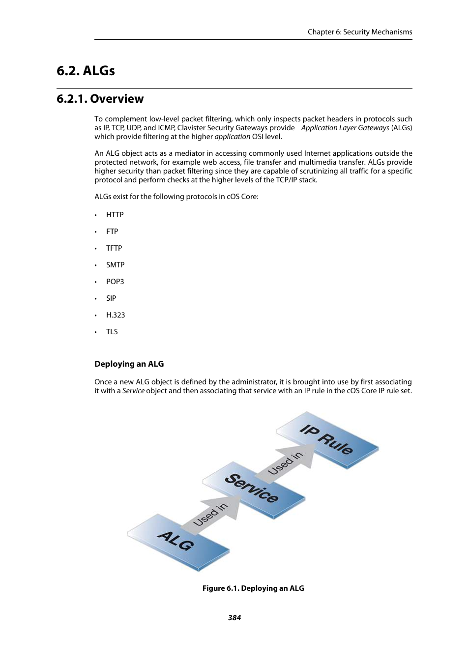Algs, Overview, Deploying an alg | Section 6.2, “algs | Amer Networks E5Web GUI User Manual | Page 384 / 777