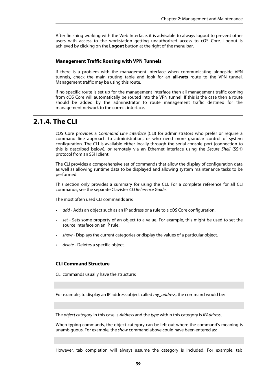 The cli, Section 2.1.4, “the cli | Amer Networks E5Web GUI User Manual | Page 39 / 777