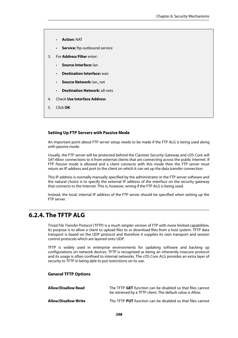 The tftp alg | Amer Networks E5Web GUI User Manual | Page 398 / 777