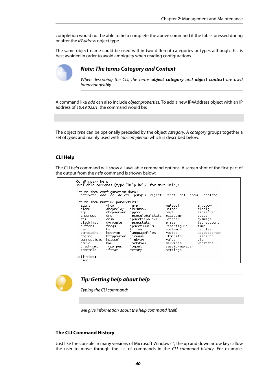 Tip: getting help about help | Amer Networks E5Web GUI User Manual | Page 40 / 777