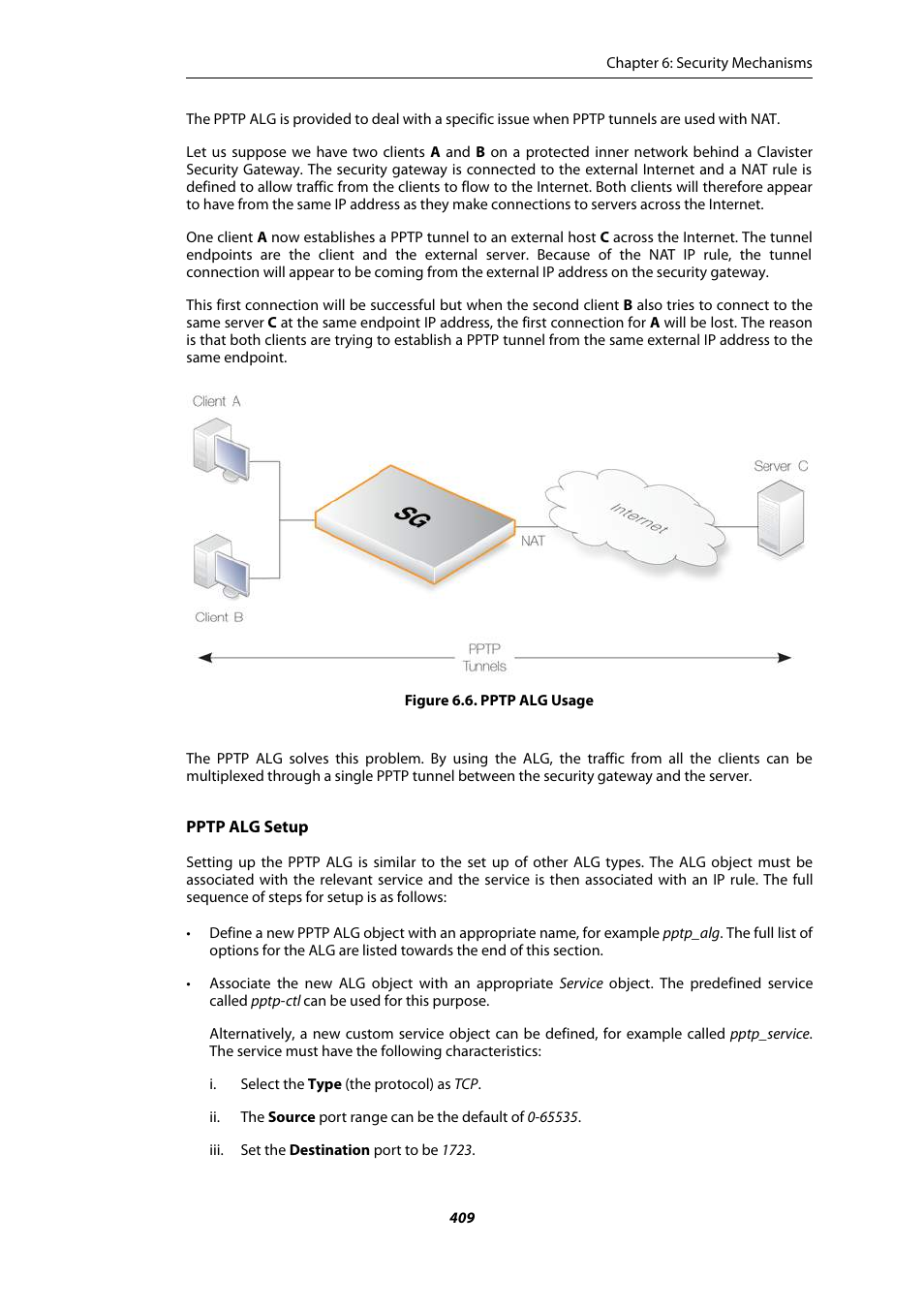 Pptp alg usage | Amer Networks E5Web GUI User Manual | Page 409 / 777