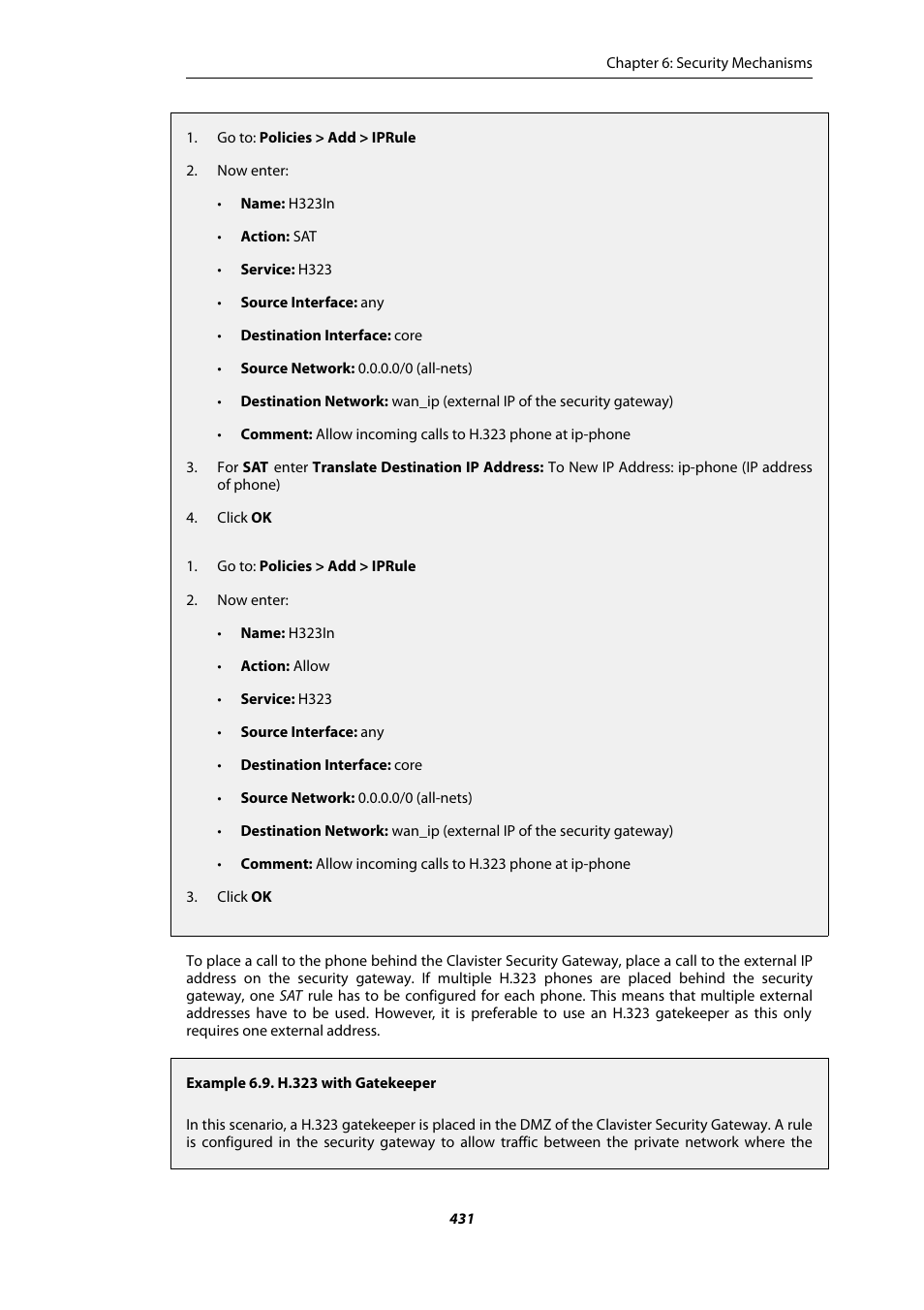 H.323 with gatekeeper | Amer Networks E5Web GUI User Manual | Page 431 / 777