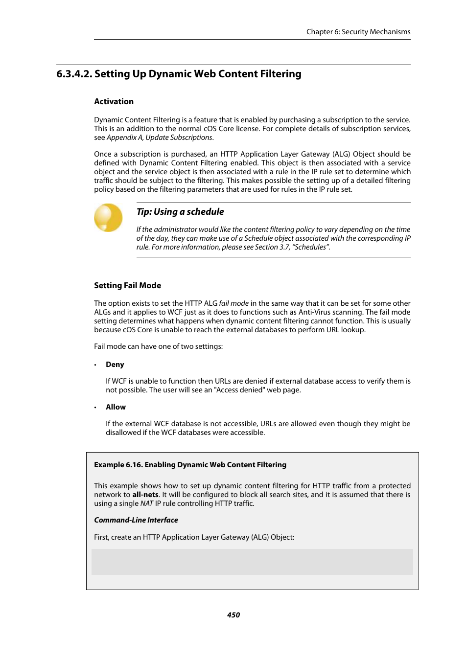 Setting up dynamic web content filtering, Enabling dynamic web content filtering, Tip: using a schedule | Amer Networks E5Web GUI User Manual | Page 450 / 777