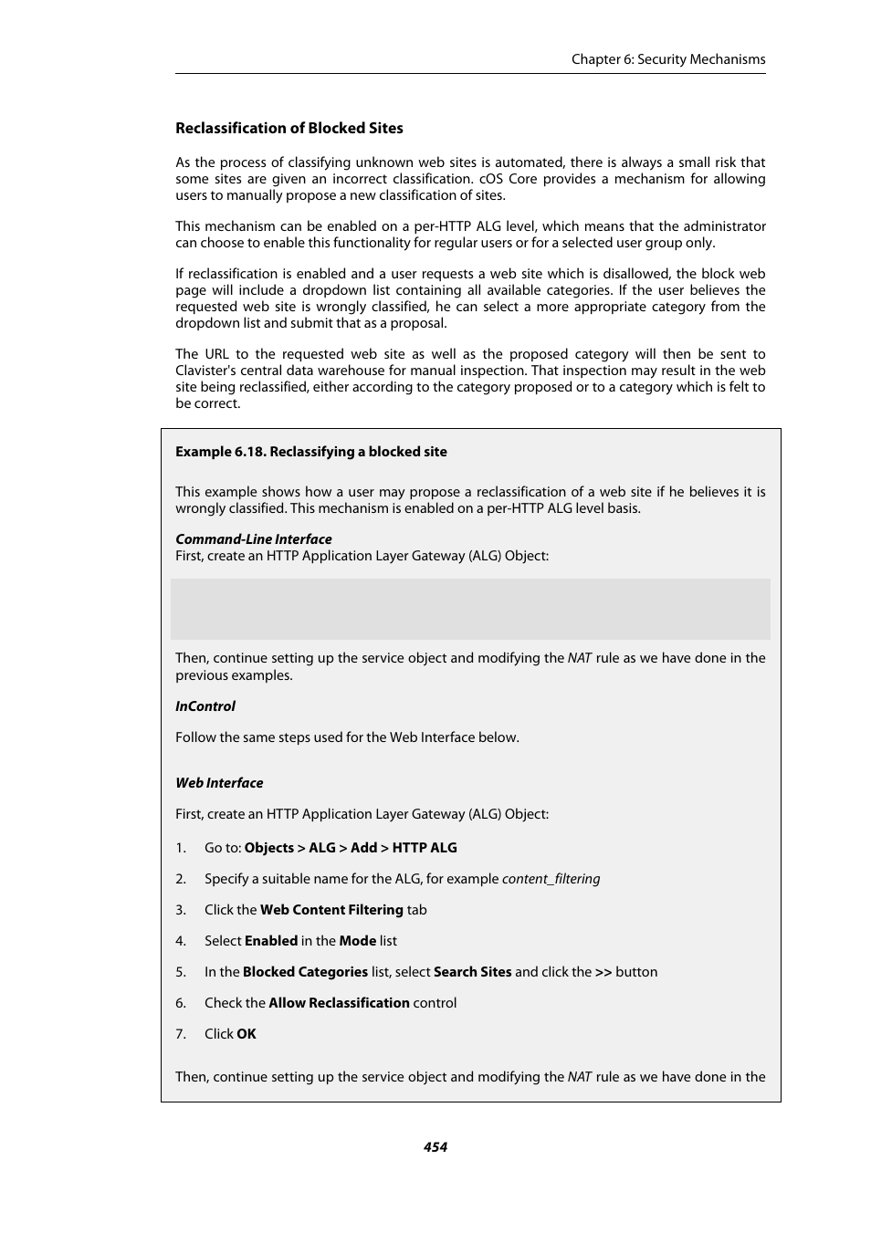 Reclassifying a blocked site | Amer Networks E5Web GUI User Manual | Page 454 / 777