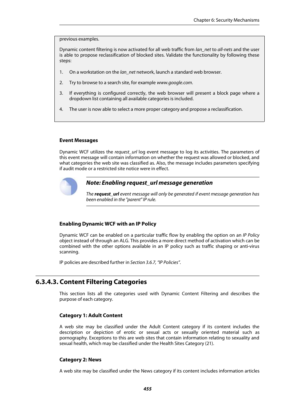 Content filtering categories | Amer Networks E5Web GUI User Manual | Page 455 / 777