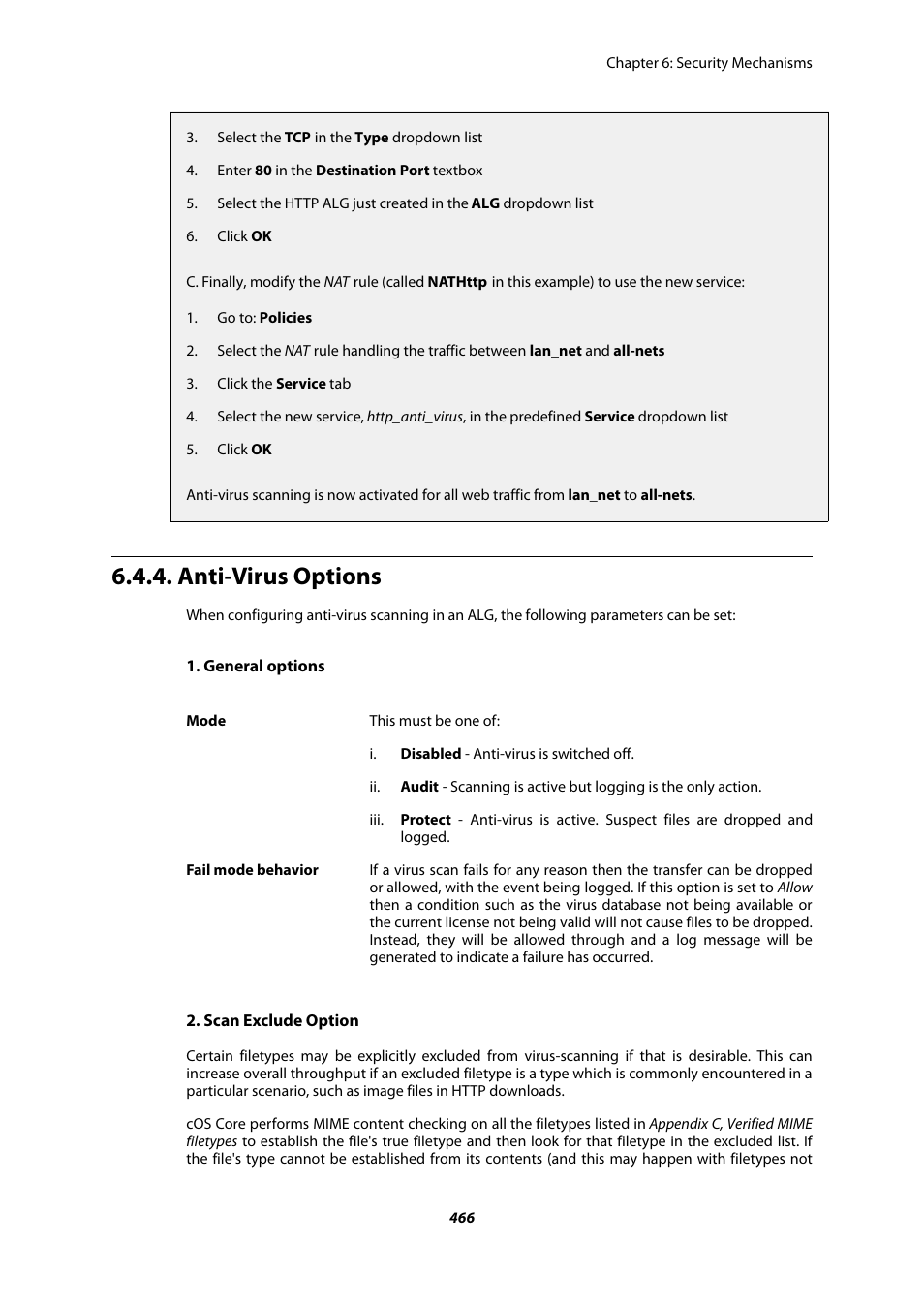 Anti-virus options | Amer Networks E5Web GUI User Manual | Page 466 / 777