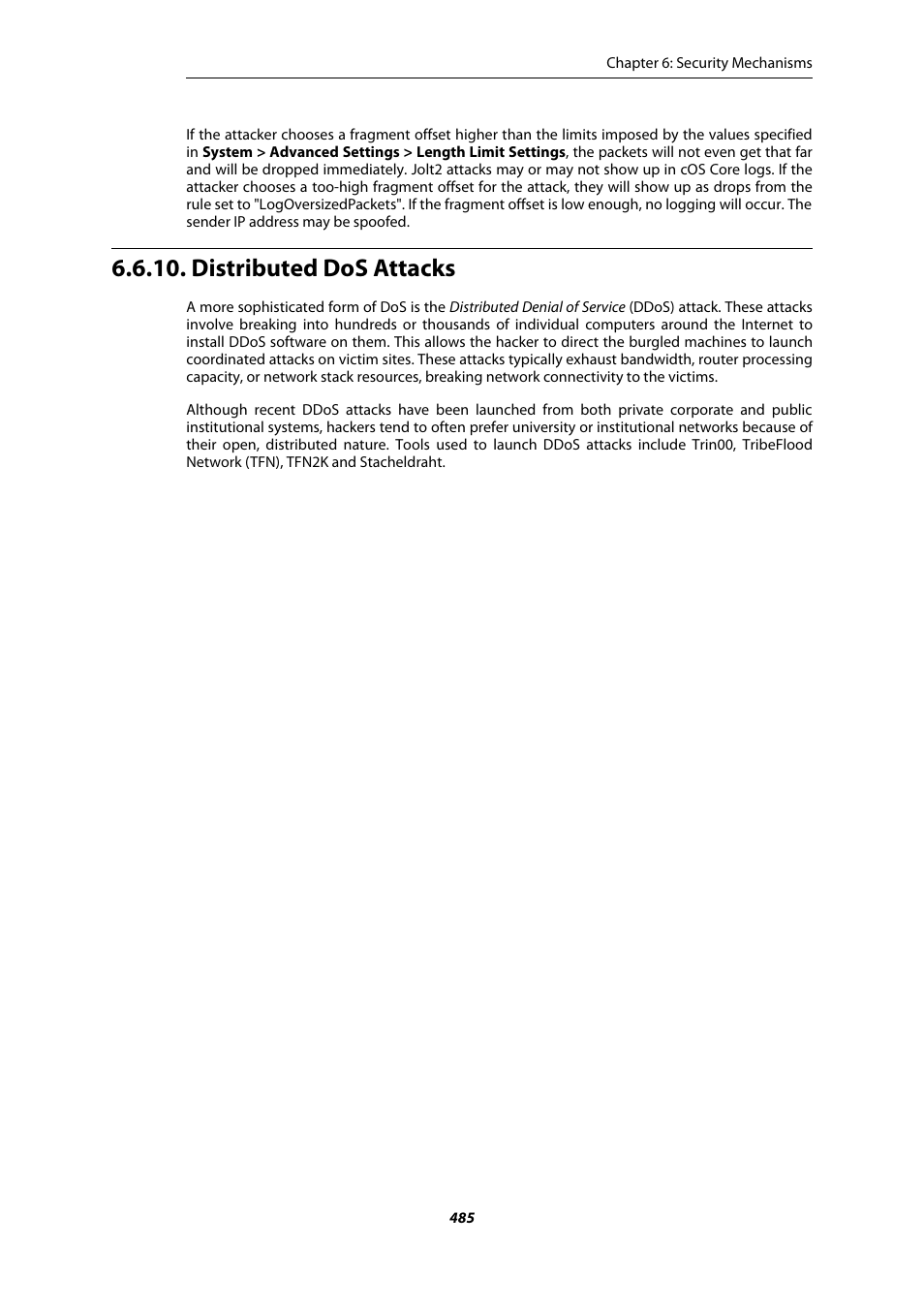 Distributed dos attacks | Amer Networks E5Web GUI User Manual | Page 485 / 777