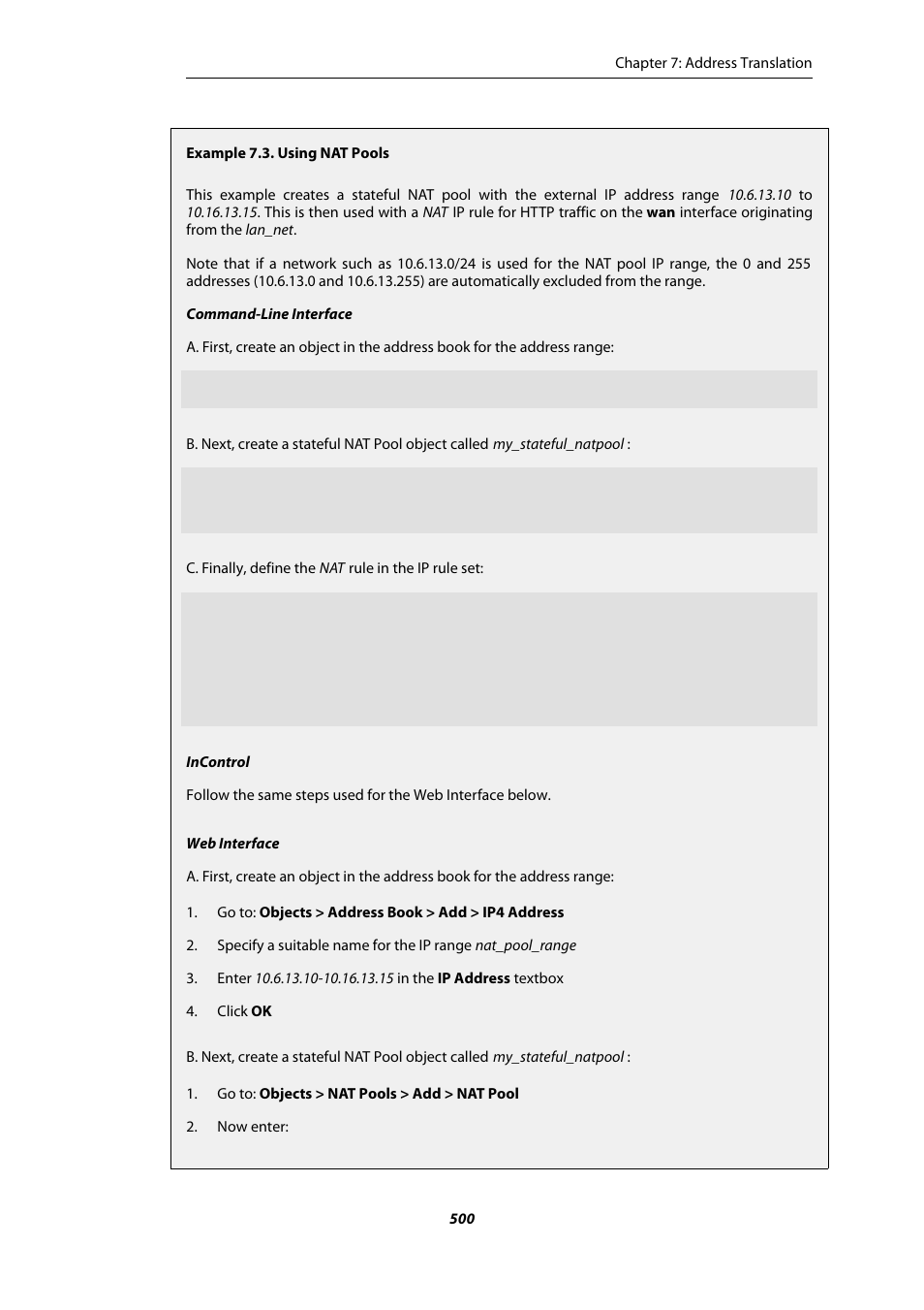 Using nat pools | Amer Networks E5Web GUI User Manual | Page 500 / 777