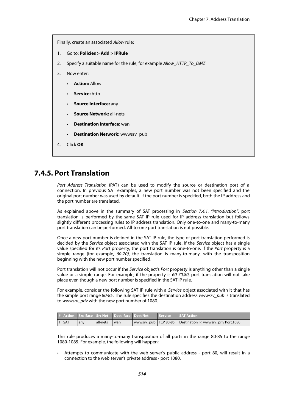 Port translation | Amer Networks E5Web GUI User Manual | Page 514 / 777