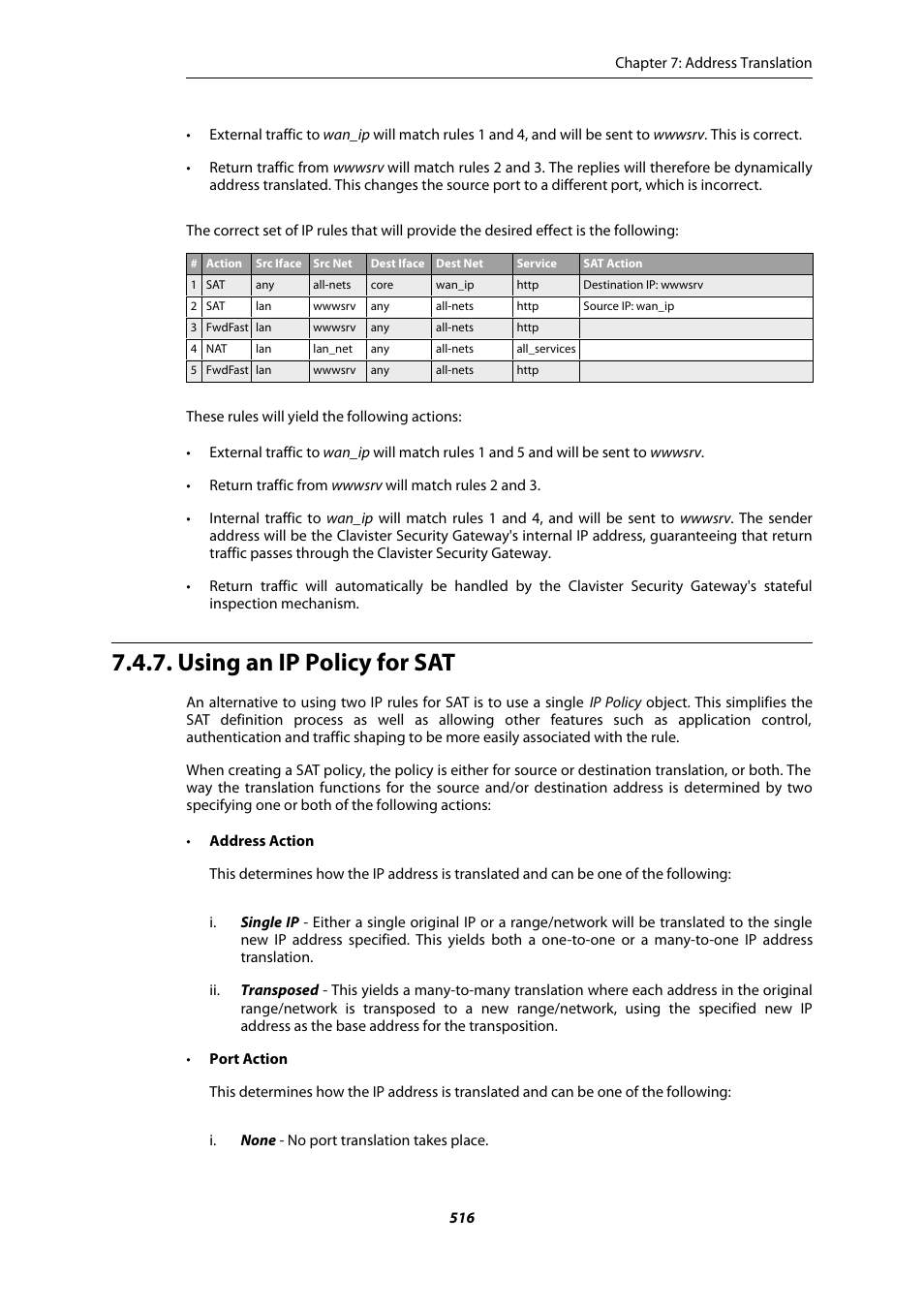 Using an ip policy for sat | Amer Networks E5Web GUI User Manual | Page 516 / 777