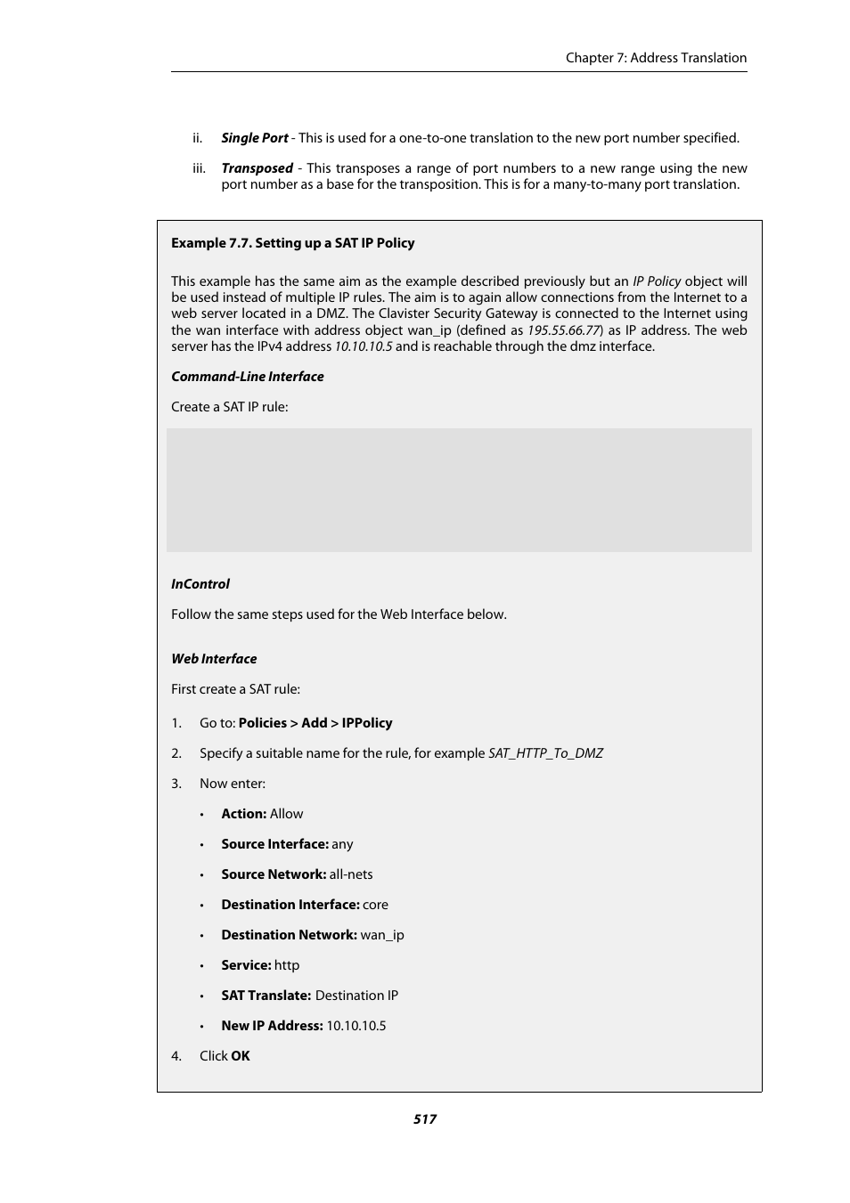 Setting up a sat ip policy | Amer Networks E5Web GUI User Manual | Page 517 / 777