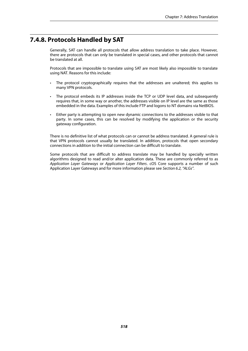 Protocols handled by sat | Amer Networks E5Web GUI User Manual | Page 518 / 777