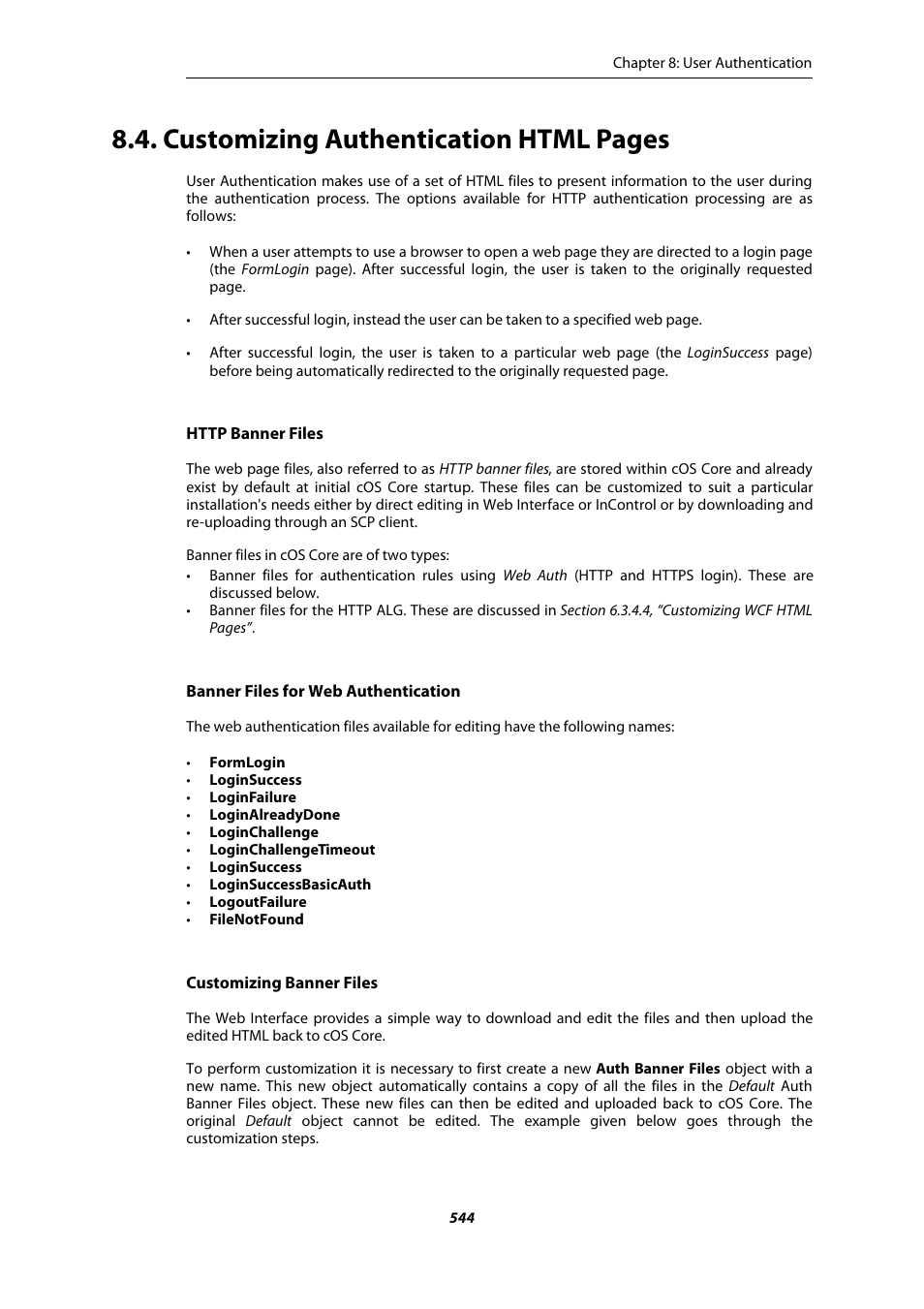 Customizing authentication html pages | Amer Networks E5Web GUI User Manual | Page 544 / 777