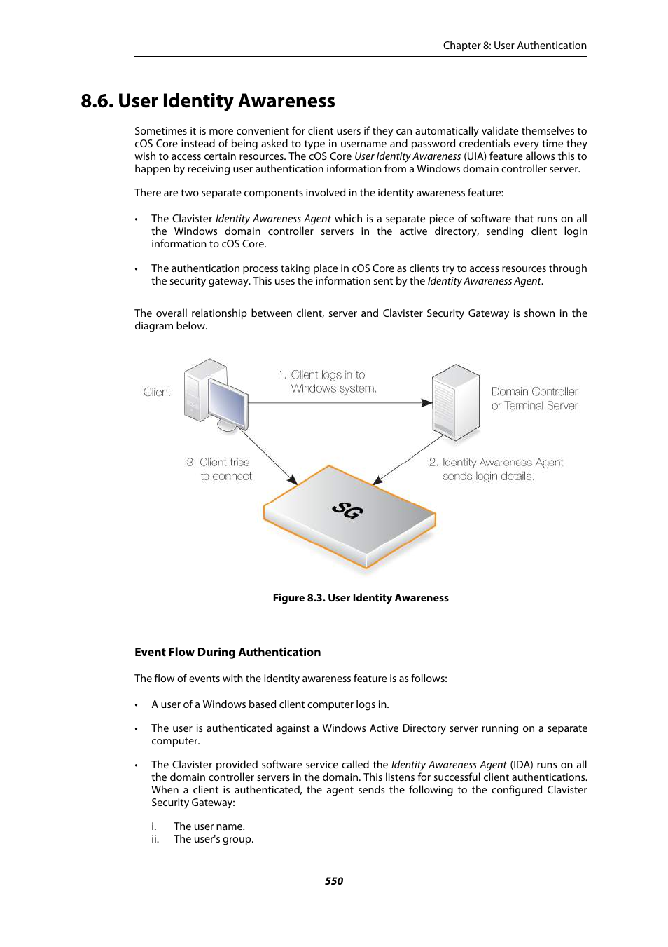 User identity awareness | Amer Networks E5Web GUI User Manual | Page 550 / 777