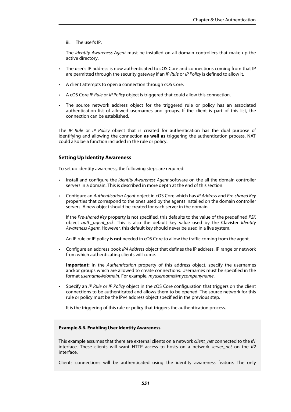 Enabling user identity awareness | Amer Networks E5Web GUI User Manual | Page 551 / 777