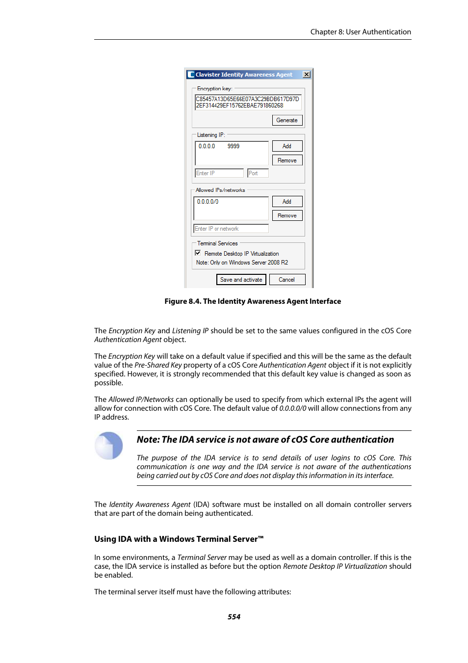 The identity awareness agent interface | Amer Networks E5Web GUI User Manual | Page 554 / 777