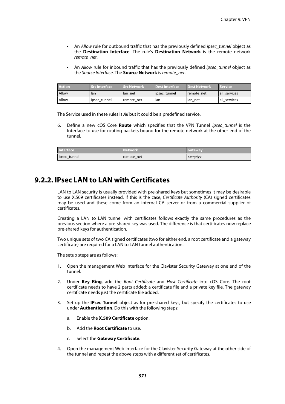 Ipsec lan to lan with certificates | Amer Networks E5Web GUI User Manual | Page 571 / 777