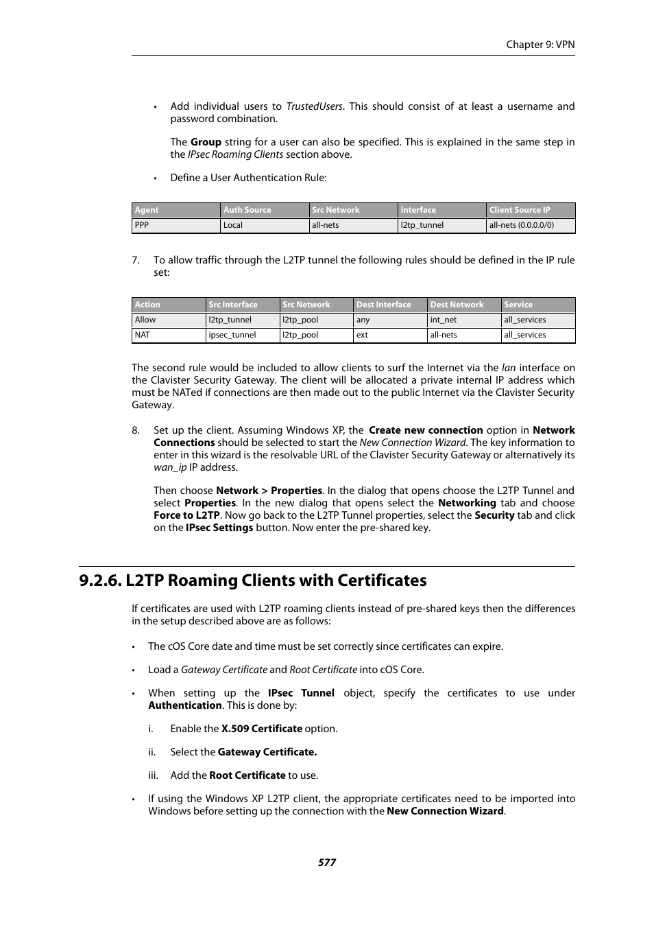 L2tp roaming clients with certificates | Amer Networks E5Web GUI User Manual | Page 577 / 777