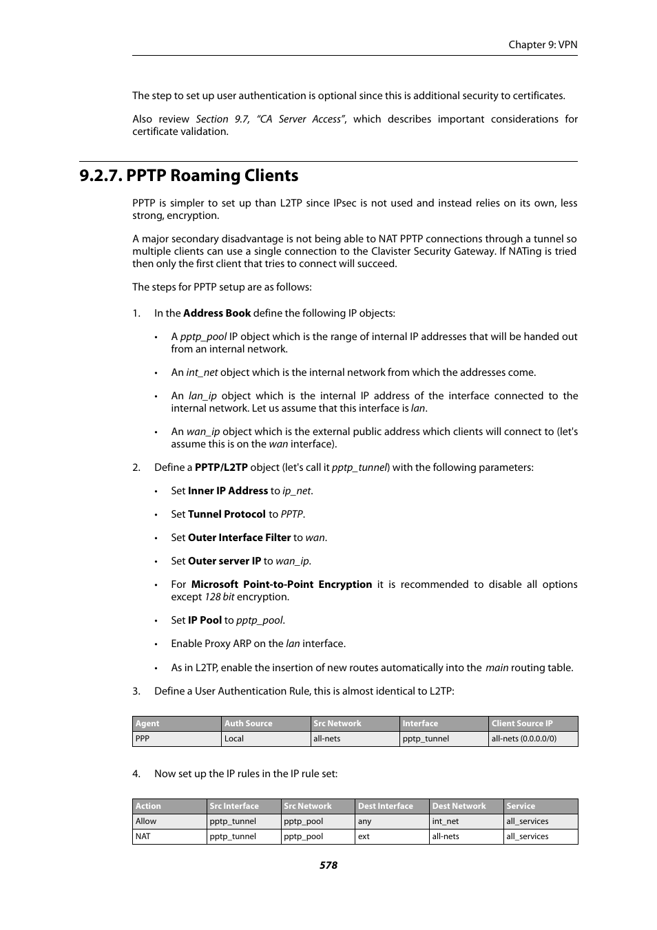 Pptp roaming clients | Amer Networks E5Web GUI User Manual | Page 578 / 777