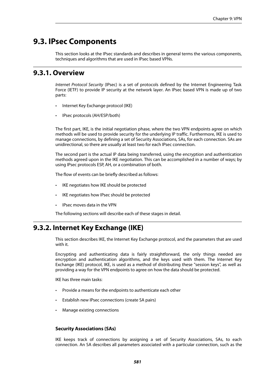 Ipsec components, Overview, Internet key exchange (ike) | Section 9.3, “ipsec components | Amer Networks E5Web GUI User Manual | Page 581 / 777