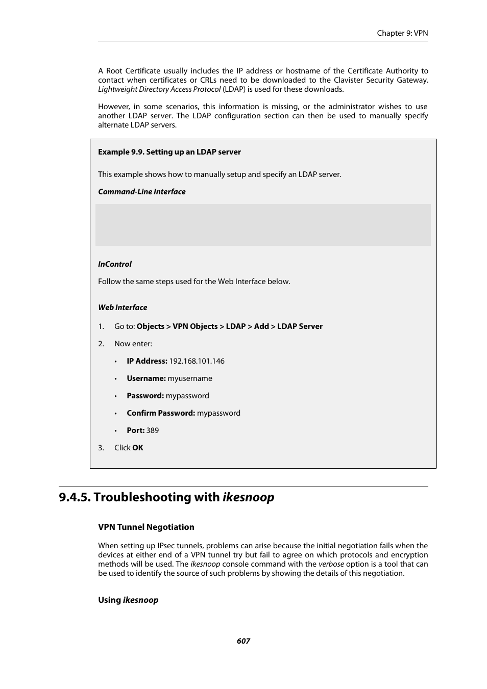 Troubleshooting with ikesnoop, Setting up an ldap server | Amer Networks E5Web GUI User Manual | Page 607 / 777