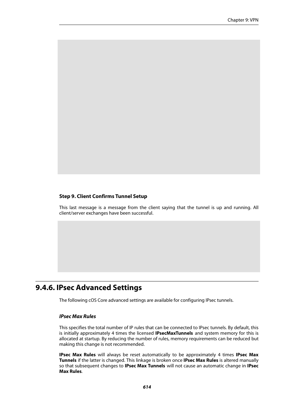 Ipsec advanced settings, Section 9.4.6, “ipsec advanced settings | Amer Networks E5Web GUI User Manual | Page 614 / 777