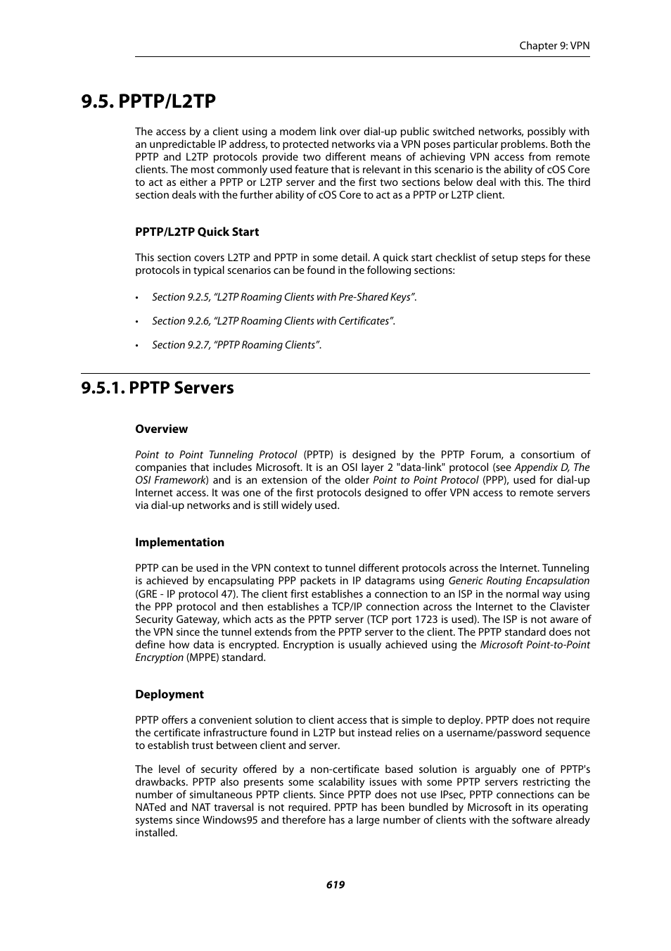 Pptp/l2tp, Pptp servers, Section 9.5, “pptp/l2tp | Amer Networks E5Web GUI User Manual | Page 619 / 777