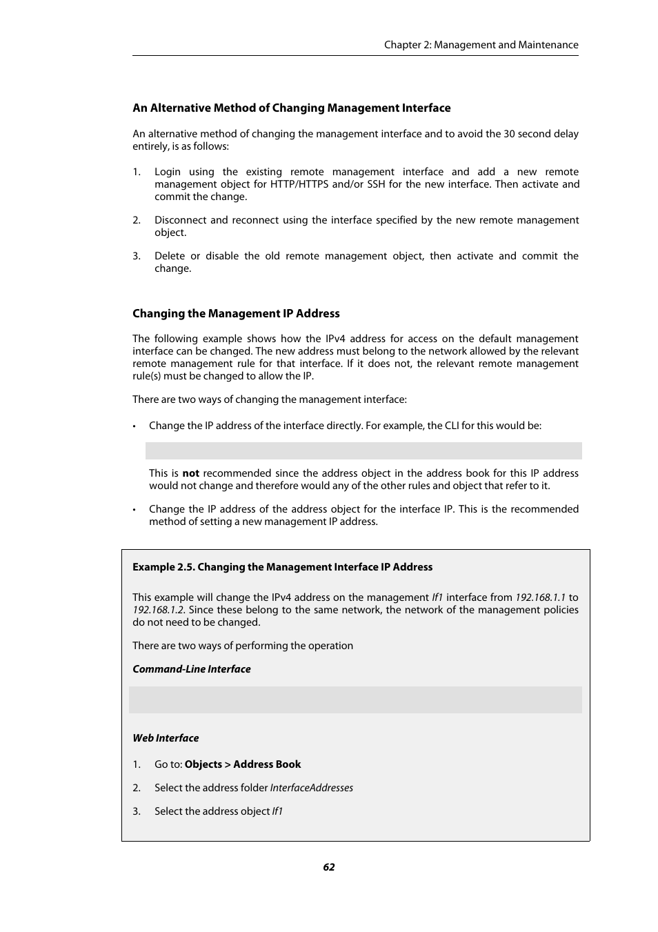 Changing the management interface ip address | Amer Networks E5Web GUI User Manual | Page 62 / 777