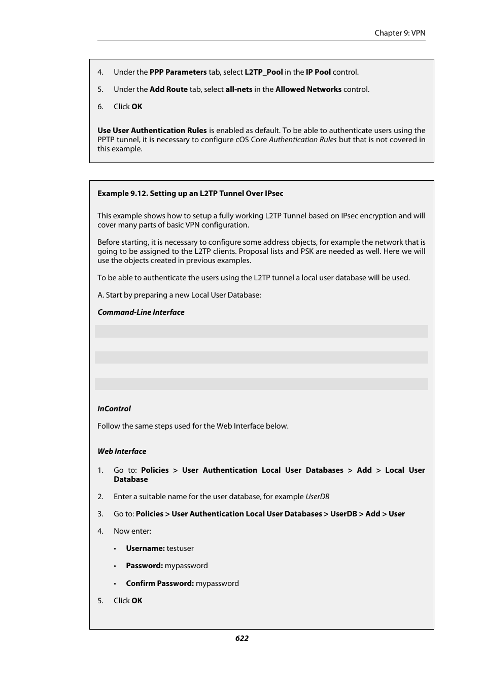 Setting up an l2tp tunnel over ipsec | Amer Networks E5Web GUI User Manual | Page 622 / 777