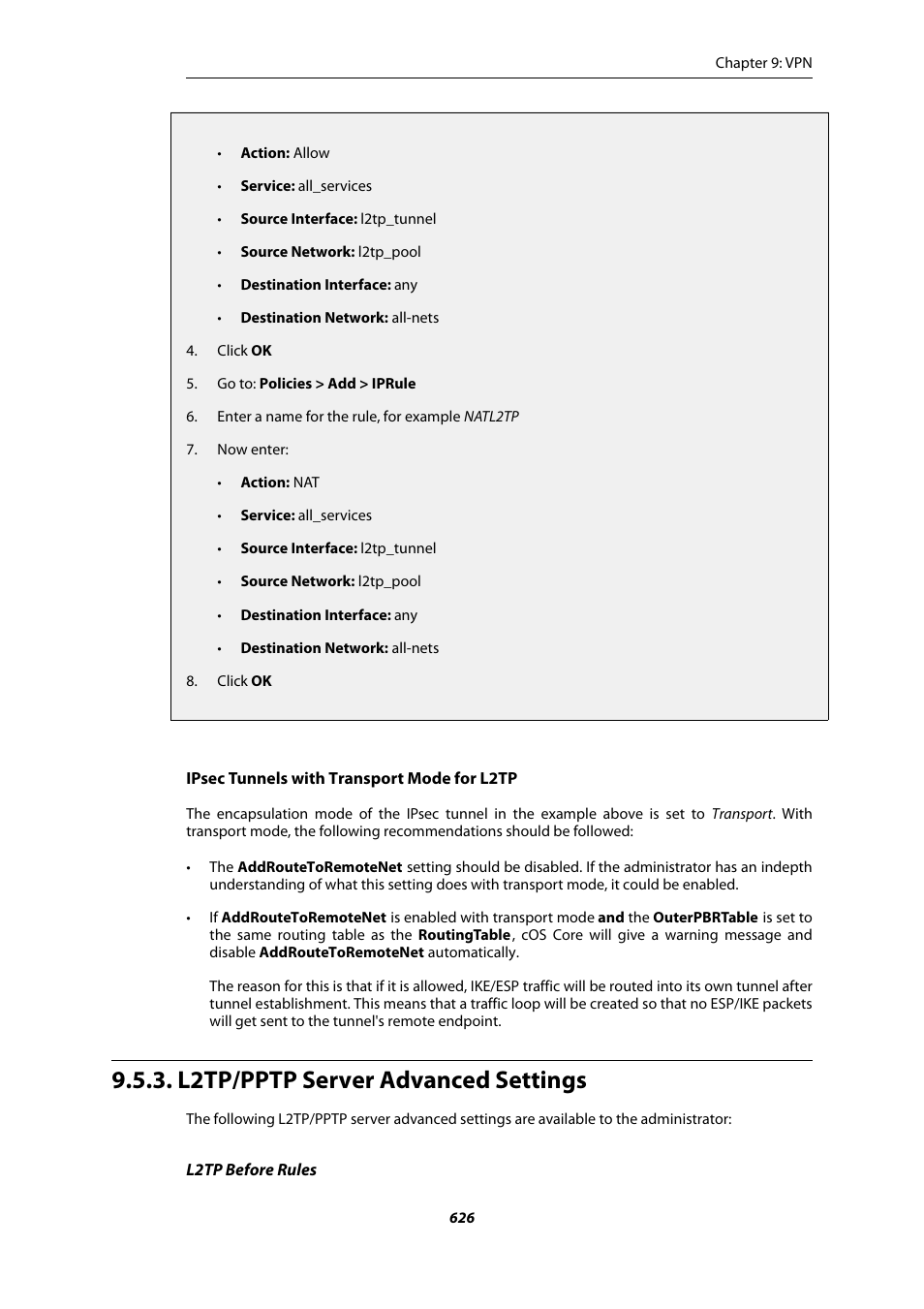 L2tp/pptp server advanced settings | Amer Networks E5Web GUI User Manual | Page 626 / 777