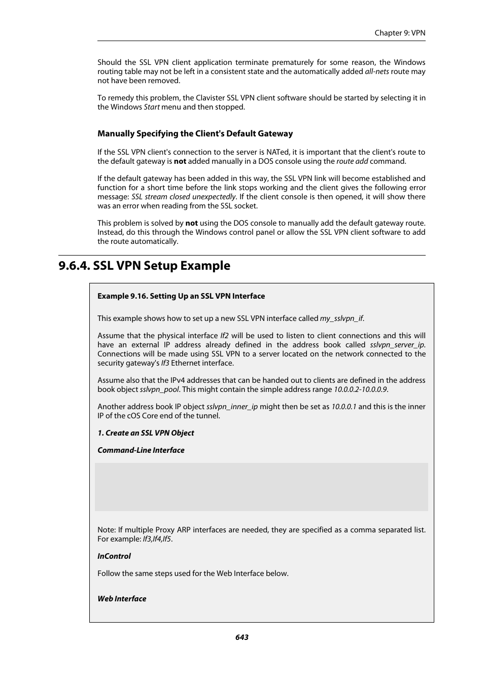 Ssl vpn setup example, Setting up an ssl vpn interface | Amer Networks E5Web GUI User Manual | Page 643 / 777