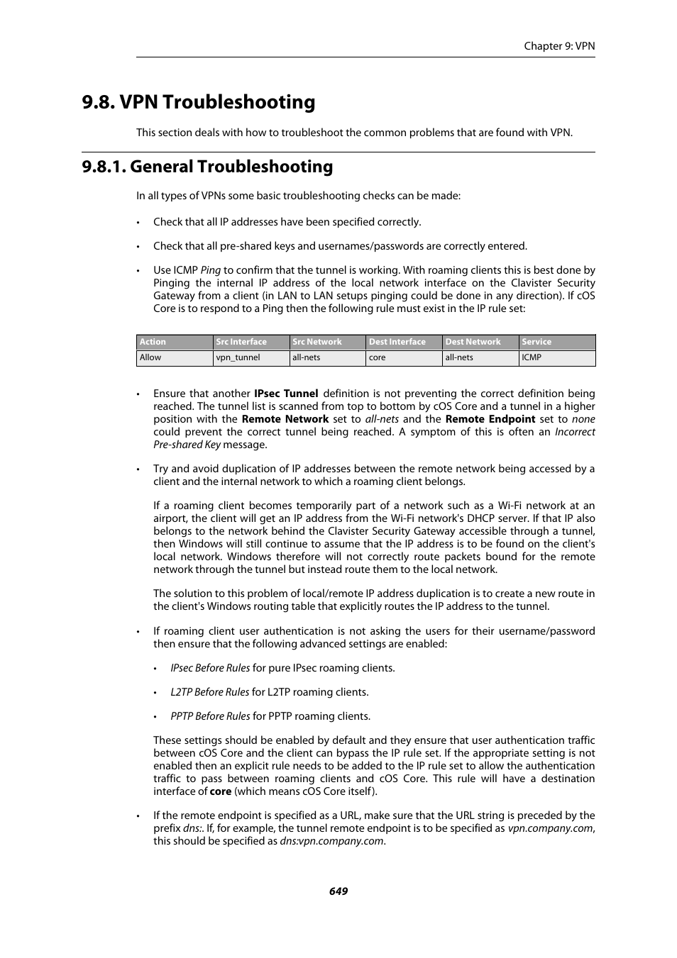 Vpn troubleshooting, General troubleshooting | Amer Networks E5Web GUI User Manual | Page 649 / 777