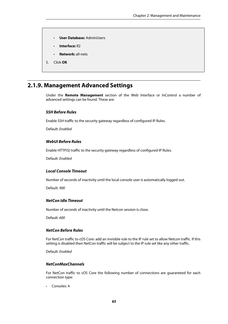 Management advanced settings | Amer Networks E5Web GUI User Manual | Page 65 / 777
